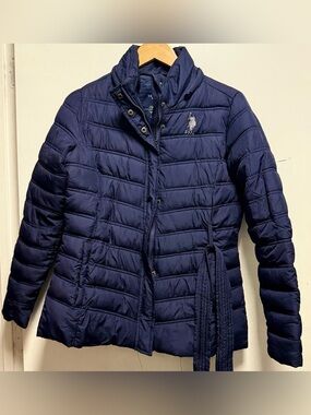 U.S. Polo Assn. Navy Quilted Belted Puffer Jacket